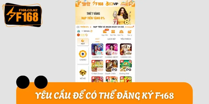 Yêu cầu nào để hội viên có thể đăng ký F168